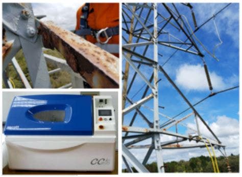 Estimating corrosion rate of steel elements in transmission towers