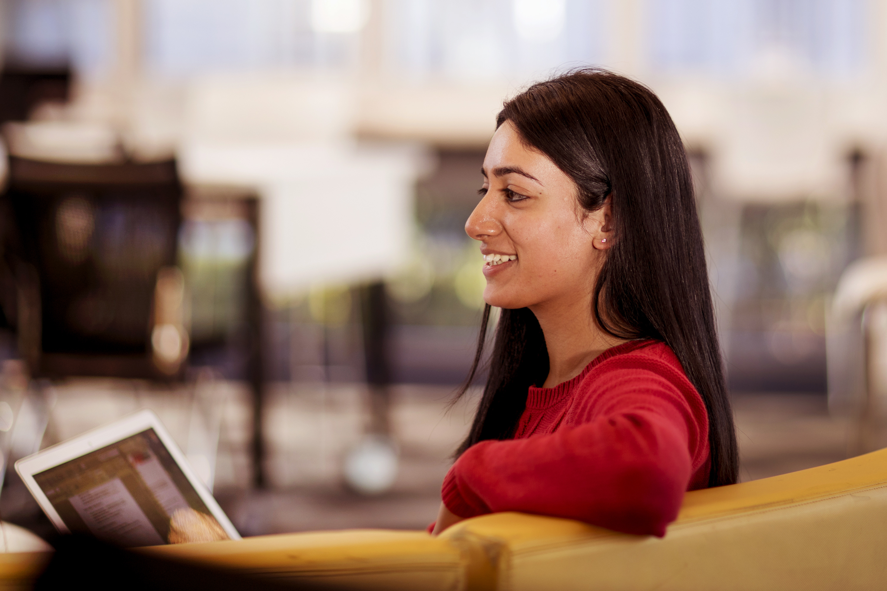 Female student in a study space